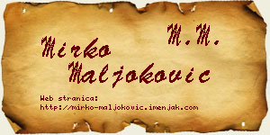 Mirko Maljoković vizit kartica